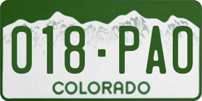 CO license plate 018PAO