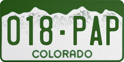 CO license plate 018PAP