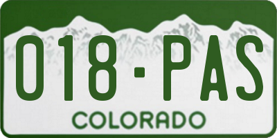 CO license plate 018PAS