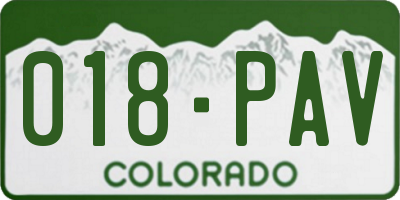 CO license plate 018PAV