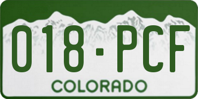 CO license plate 018PCF