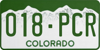 CO license plate 018PCR