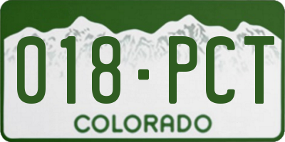 CO license plate 018PCT