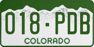 CO license plate 018PDB