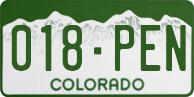 CO license plate 018PEN