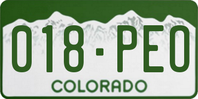 CO license plate 018PEO