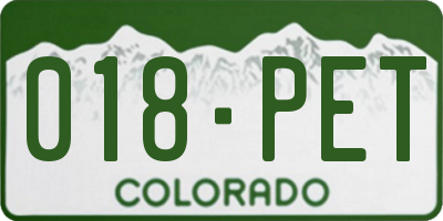 CO license plate 018PET