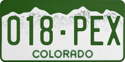 CO license plate 018PEX