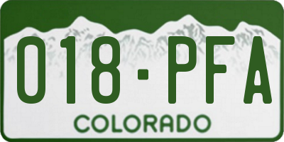 CO license plate 018PFA