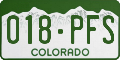 CO license plate 018PFS