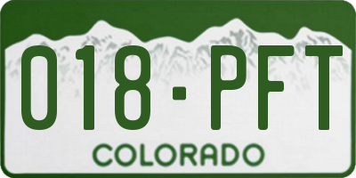 CO license plate 018PFT