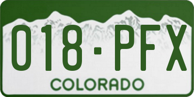 CO license plate 018PFX