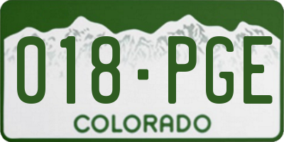 CO license plate 018PGE