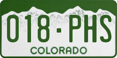 CO license plate 018PHS