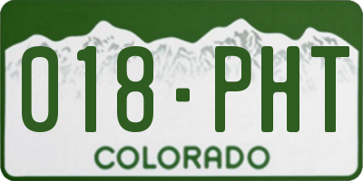 CO license plate 018PHT