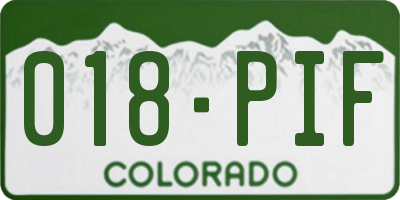 CO license plate 018PIF