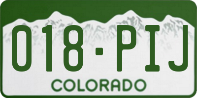 CO license plate 018PIJ