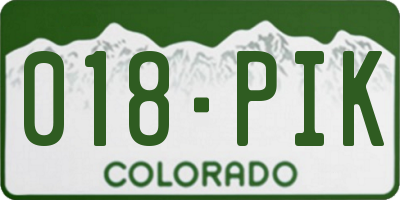 CO license plate 018PIK