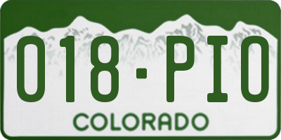 CO license plate 018PIO