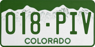 CO license plate 018PIV