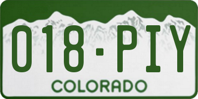 CO license plate 018PIY