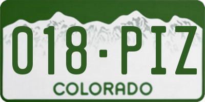 CO license plate 018PIZ