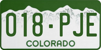 CO license plate 018PJE