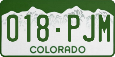 CO license plate 018PJM