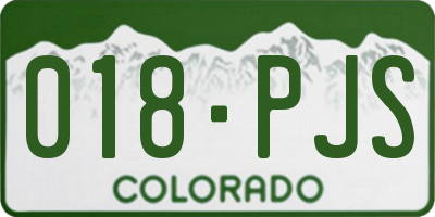 CO license plate 018PJS