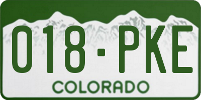 CO license plate 018PKE