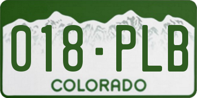 CO license plate 018PLB