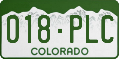 CO license plate 018PLC