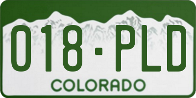 CO license plate 018PLD