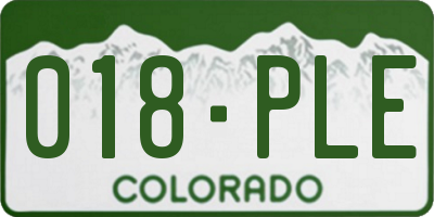 CO license plate 018PLE