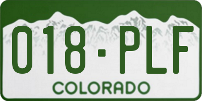 CO license plate 018PLF
