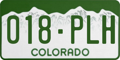 CO license plate 018PLH