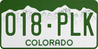 CO license plate 018PLK