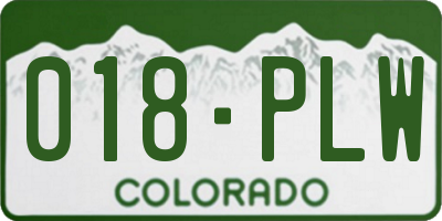 CO license plate 018PLW