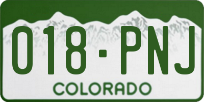 CO license plate 018PNJ