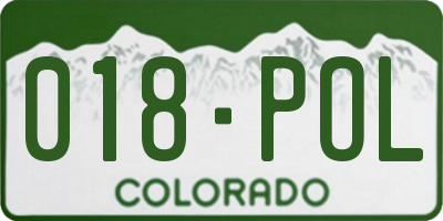 CO license plate 018POL