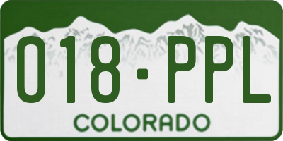 CO license plate 018PPL