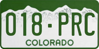 CO license plate 018PRC