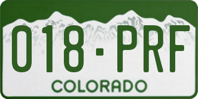 CO license plate 018PRF