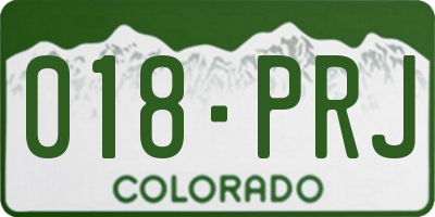 CO license plate 018PRJ