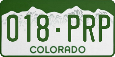 CO license plate 018PRP