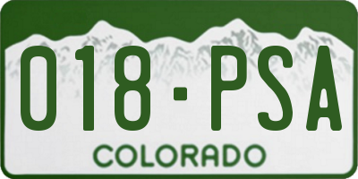CO license plate 018PSA