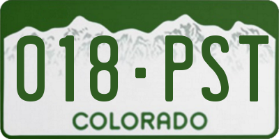 CO license plate 018PST