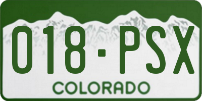 CO license plate 018PSX