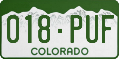 CO license plate 018PUF