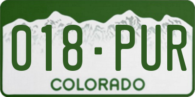 CO license plate 018PUR